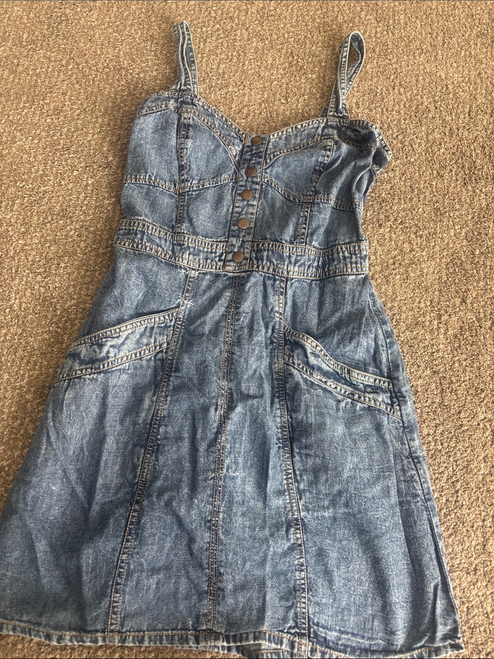 Denim High-Low Dress with Button Front